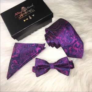 BOSS - Silk Textured Polyester 3 Piece Tie Set